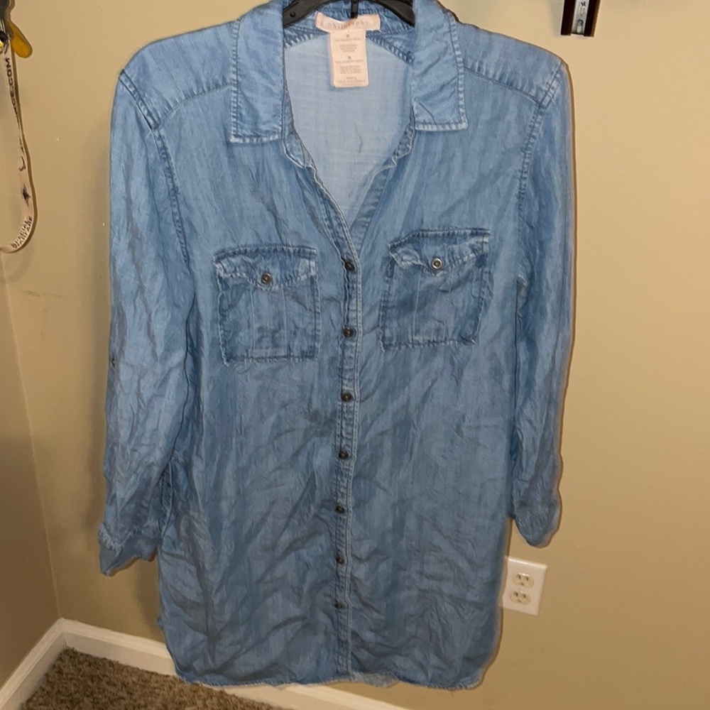 Denim dress with side pockets